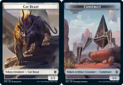 1x Cat Beast (003) // Construct (010) Token - Foil MTG Zendikar Rising NM Magic - Image 1