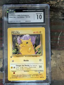 1999 Pokemon Pikachu #58 Base 1st Edition Portuguese CGC Mint 10 - Image 2
