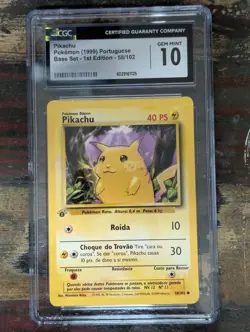 1999 Pokemon Pikachu #58 Base 1st Edition Portuguese CGC Mint 10 - Image 3
