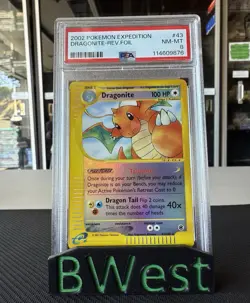 2002 Dragonite 43/165 Reverse Holo Expedition Pokemon PSA 8 - Image 1