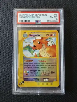 2002 Dragonite 43/165 Reverse Holo Expedition Pokemon PSA 8 - Image 2