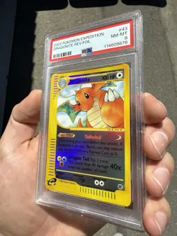2002 Dragonite 43/165 Reverse Holo Expedition Pokemon PSA 8 - Image 4