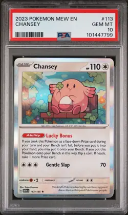 Chansey Holo 113/165 MEW EN Pokemon 151 2023 PSA 10 English S&V Scarlet Violet - Image 1