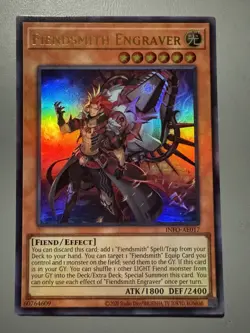 YUGIOH FIENDSMITH ENGRAVER ASIA ENGLISH EDITION INFO-AE017 ULTRA RARE - Image 1