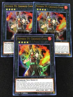 Yugioh Number 59: Crooked Cook DRL3-EN025 1st Ultra x3 (LP) - Image 1