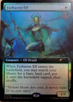 Farhaven Elf Extended Art Foil - SLD 0766 - NM - MTG Magic - Image 1
