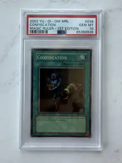 Yugioh PSA 10 Confiscation 1st Edition 2002 Magic Ruler MRL Super Rare Gem Mint! - Image 1