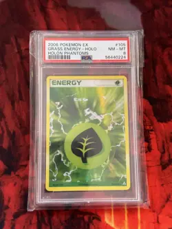 Grass Energy 105/110 NM-MT Ex Holon Phantoms 2006 Pokemon Card PSA 8 - Image 1