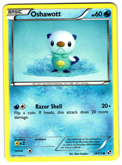 Oshawott - 28/114 - 2011 Common Black & White Pokemon Card NM - Image 1