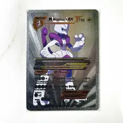 Pokemon Mega M Mewtwo X EX Silver Foil Holo Textured Fan Art Card Nintendo - Image 1