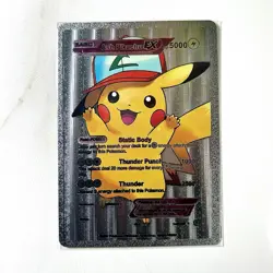 Pokemon Ash Pikachu EX Silver Foil Holo Textured Fan Art Card Nintendo - Image 1