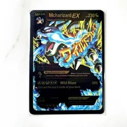 Pokemon Mega Mcharizard EX Black Foil Holo Textured Fan Art Card - Image 1