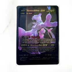 Pokemon Mewtwo & Mew GX Black Foil Holo Textured Fan Art Card Nintendo Pokemon - Image 1