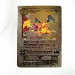 Pokemon Charizard Gold Foil Holo Textured Fan Art Card Nintendo - Image 1