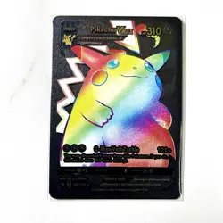 Pokemon Pikachu VMax Rainbow & Black Foil Holo Textured Fan Art Card Nintendo - Image 1