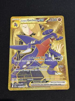 Pokemon TCG Destined Rivals Cynthia's Garchomp EX Card 241/182 Gold Hyper Rare - Image 1