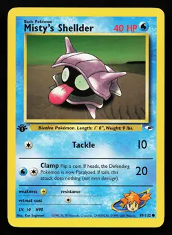 Misty's Shellder 89/132 1st Edition Gym Heroes Pokemon Card - Image 1