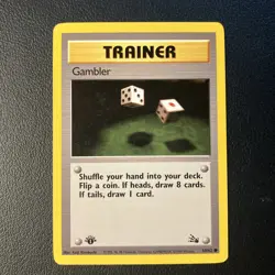 Gambler - 60/62 - Pokemon Fossil 1st Edition Common Card WOTC LP - Image 1