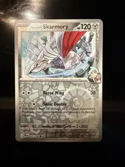 2025 Pokemon TCG Steven's Skarmory 156 Destined Rivals Reverse Holo Card NM+ - Image 1