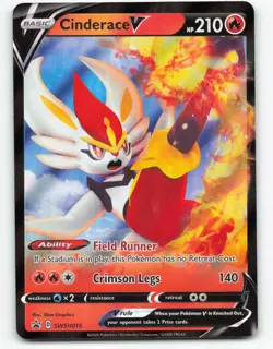 2020 Pokemon, Sword & Shield Promos, #SWSH15 Cinderace V, Holo Black Star Promo - Image 1