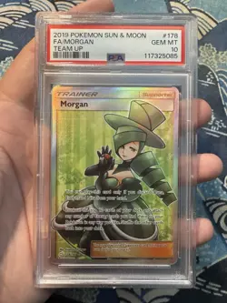 2019 Pokemon Sun Moon Team Up Morgan 178/181 Full Art PSA 10 GEM MINT - Image 1