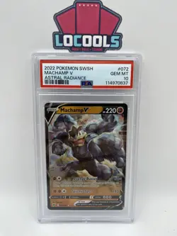 2022 POKEMON SWORD & SHIELD TIME GAZER #032 MACHAMP V PSA 10 Gem Mint - Image 1