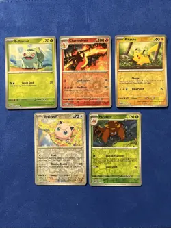 Pokemon 151 Reverse Holo Lot Of 5 Pikachu Bulbasaur Charmeleon Jigglypuff LP - Image 1