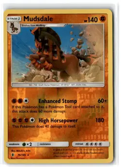 2017 Sun & Moon - Guardians Rising Mudsdale #76 Stage 1/Rare Reverse Holo - Image 1