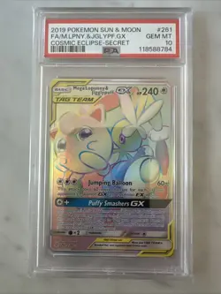 Pokemon Tag Team GX Mega Lopunny Jigglypuff Card Cosmic Eclipse 261 PSA 10 - Image 1