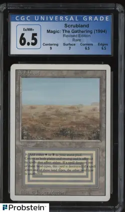 1994 Magic The Gathering MTG Revised Edition Rare Scrubland 6.5 CGC - Image 1