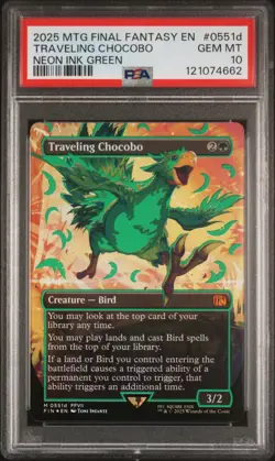2025 MTG FINAL FANTASY COLORFUL CHOCOBOS-NEON INK GREEN TRAVELING CHOCOBO PSA 10 - Image 1