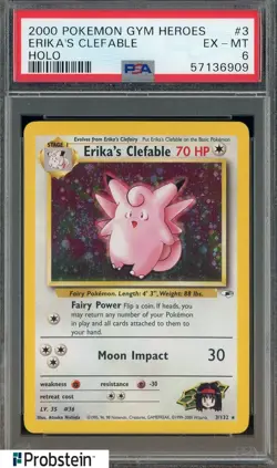 2000 Pokemon Gym Heroes #3 Erika's Clefable - Holo PSA 6 EX-MT - Image 1