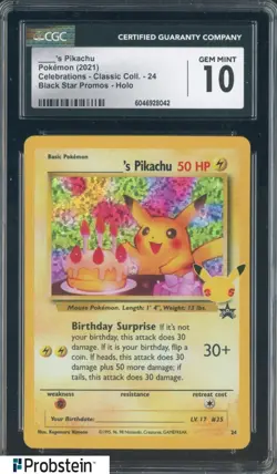 2021 Pokemon Celebrations Classic Black Star Promos #24 ____'s Pikachu CGC 10 - Image 1