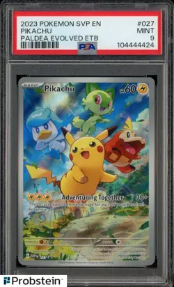 2023 Pokemon SVP EN Paldea Evolved ETB #027 Pikachu PSA 9 MINT - Image 1