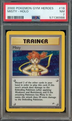 2000 Pokemon Gym Heroes #18 Misty Holo PSA 7 NM - Image 1