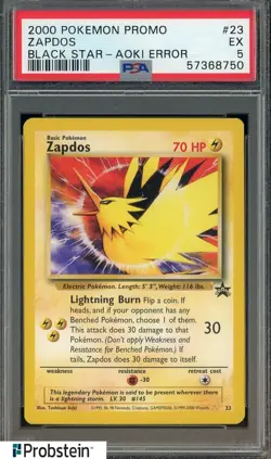 2000 Pokemon Promo Black Star Aoki Error #23 Zapdos PSA 5 EX - Image 1