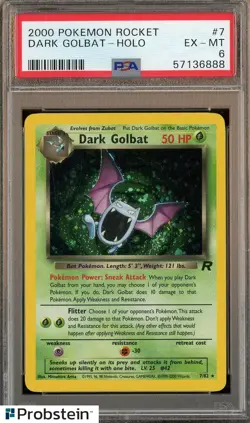 2000 Pokemon Rocket #7 Dark Golbat - Holo PSA 6 EX-MT - Image 1
