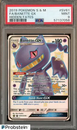 2019 Pokemon S & M Hidden Fates #SV61 FA Banette Gx PSA 9 MINT - Image 1
