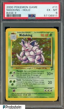 2000 Pokemon Game Base II #11 Nidoking Holo PSA 6 EX-MT - Image 1