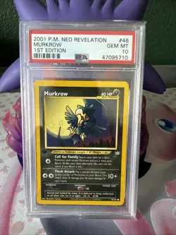 Pokemon TCG Murkrow 1st Edition Neo Revelation Card 46/64 PSA 10 Gem Mint - Image 1