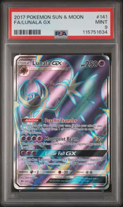 Pokemon Sun & Moon Base Set 141/149 Full Art FA Lunala GX PSA 9 MINT! - Image 1
