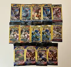 Pokemon 14x Mini Packs SEALED - Cosmic Eclipse Sun & Moon Guardians Rising + - Image 1
