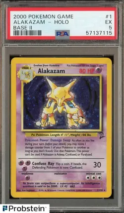 2000 Pokemon Game Base II #1 Alakazam - Holo PSA 5 EX - Image 1