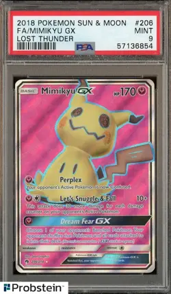2018 Pokemon Sun & Moon Lost Thunder #206 FA Mimikyu Gx PSA 9 MINT - Image 1