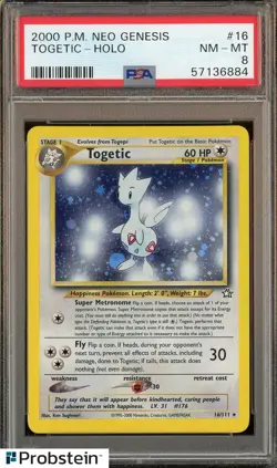 2000 Pokemon Neo Genesis #16 Togetic - Holo PSA 8 NM-MT - Image 1