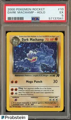 2000 Pokemon Rocket #10 Dark Machamp - Holo PSA 5 EX - Image 1