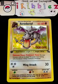 Aerodactyl 1/62 LP Ultra Rare 1st Edition Holo Foil Pokemon Prerelease Promo! - Image 1