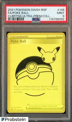 2021 Pokemon SWSH BSP Clbrns Ulra Premium Coll #146 Poke Ball FA PSA 9 - Image 1