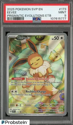 Pokemon Prismatic Evolutions Eevee 173 ETB PSA 9 Mint - Image 1