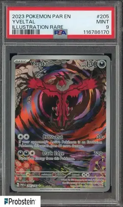 2023 Pokemon PAR EN Illustration Rare #205 Yveltal PSA 9 MINT - Image 1